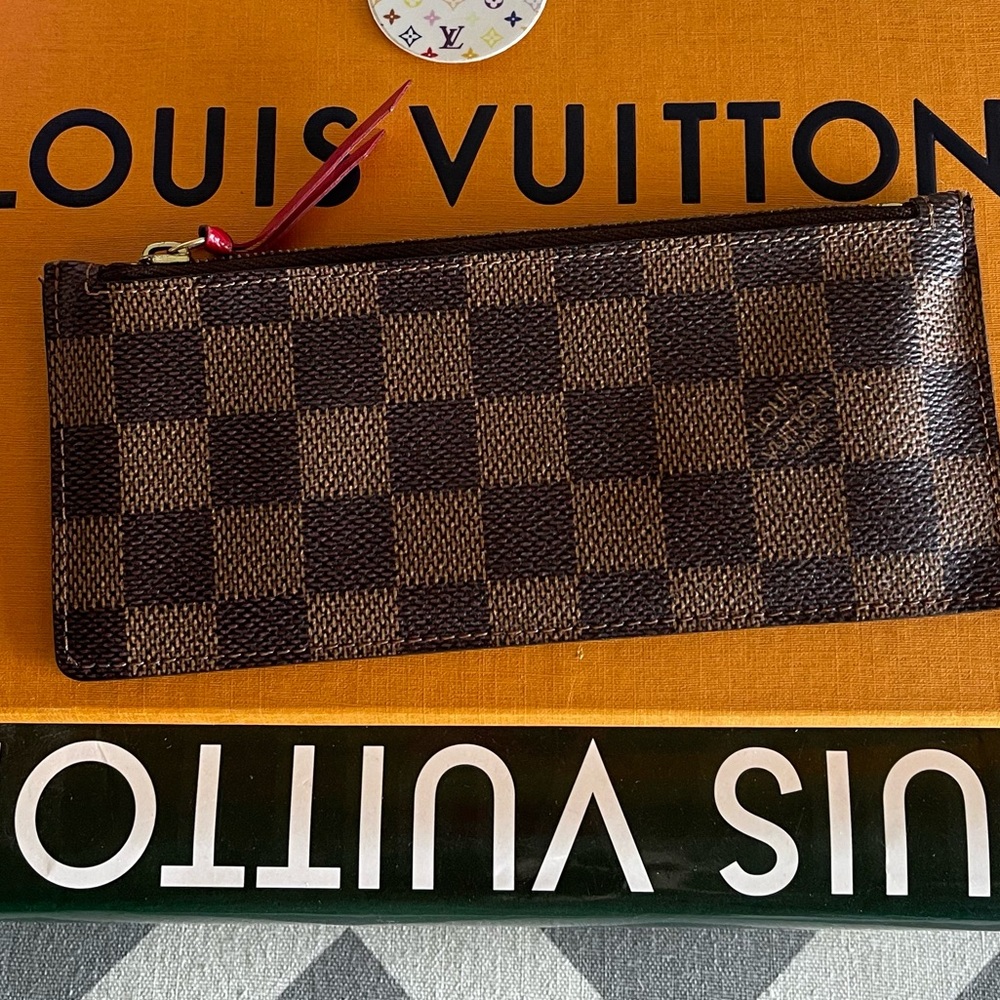 Auth Louis Vuitton Josephine Damier Ebene Wallet Zippered Insert